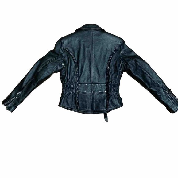 FIRST Classic Leather Jacket Mens Small Black Full Zip Motorcycle Riding Road - Picture 2 of 13